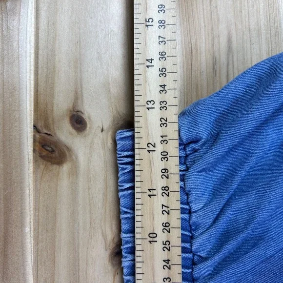 Shein Jeans Womens 27 Wide Leg High Rise Elastic Waist Angled Hem Denim Jeans - Picture 12 of 15